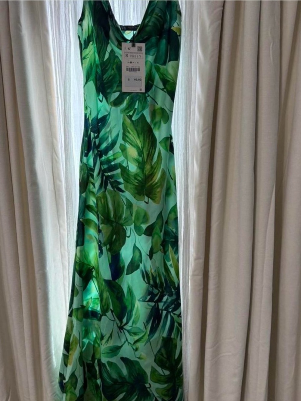 Zara Green Leaf Print Maxi Dress